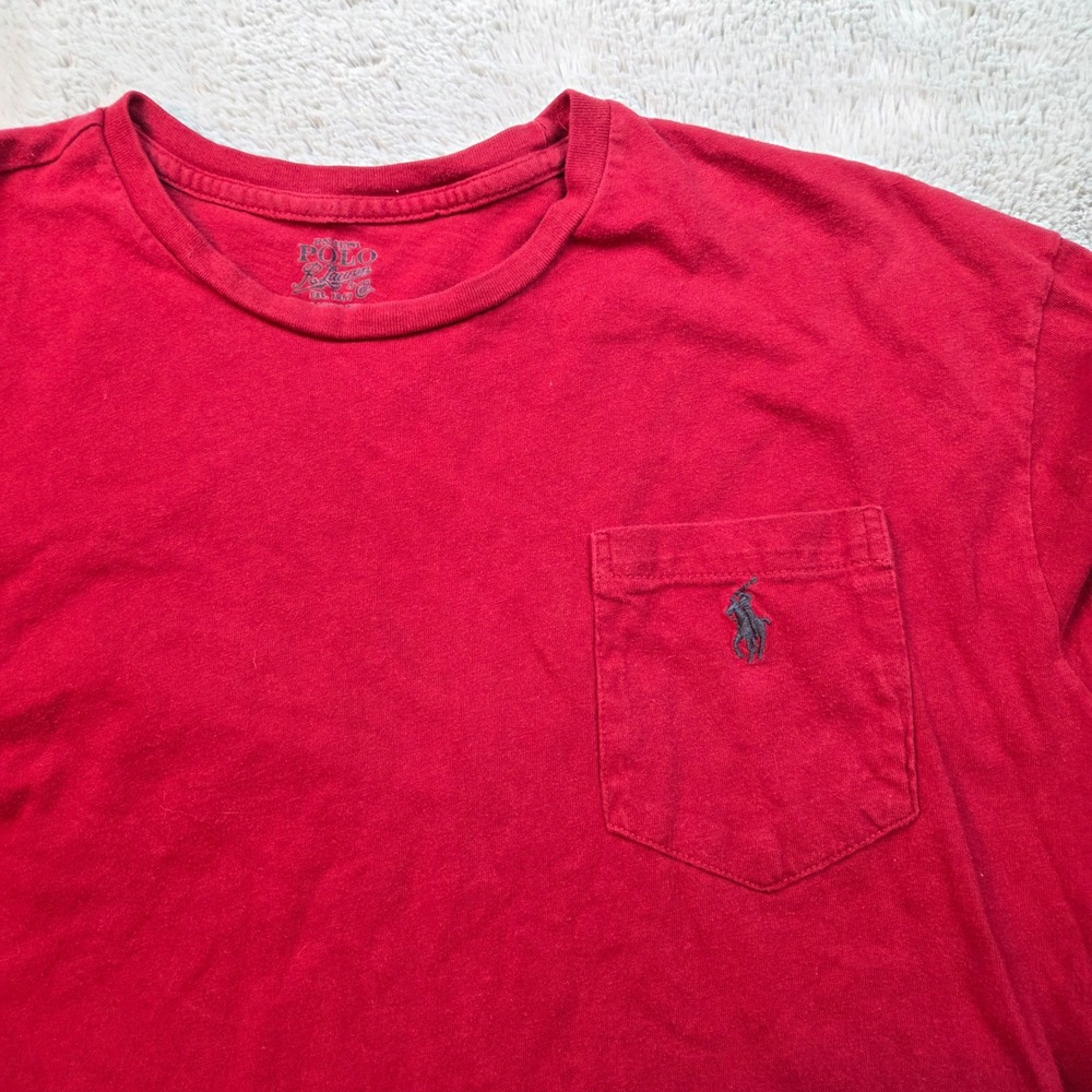Polo Ralph Lauren Pocket T-Shirt Mens Medium Red Long Sleeve Classic Fit Cotton